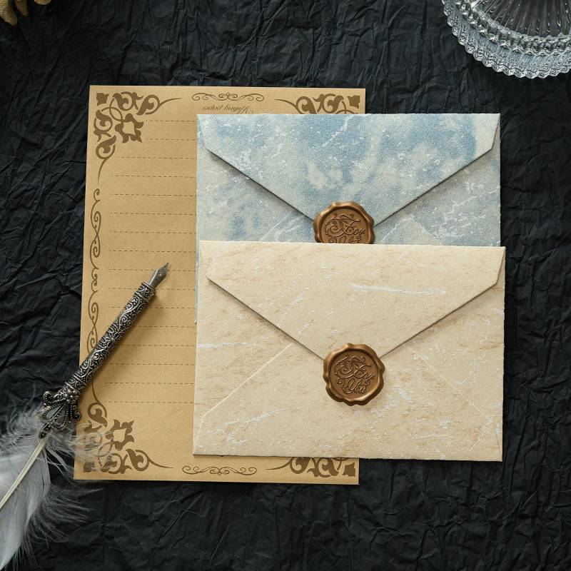 Wax Seal Letter Kit - Busta con texture stile canale con