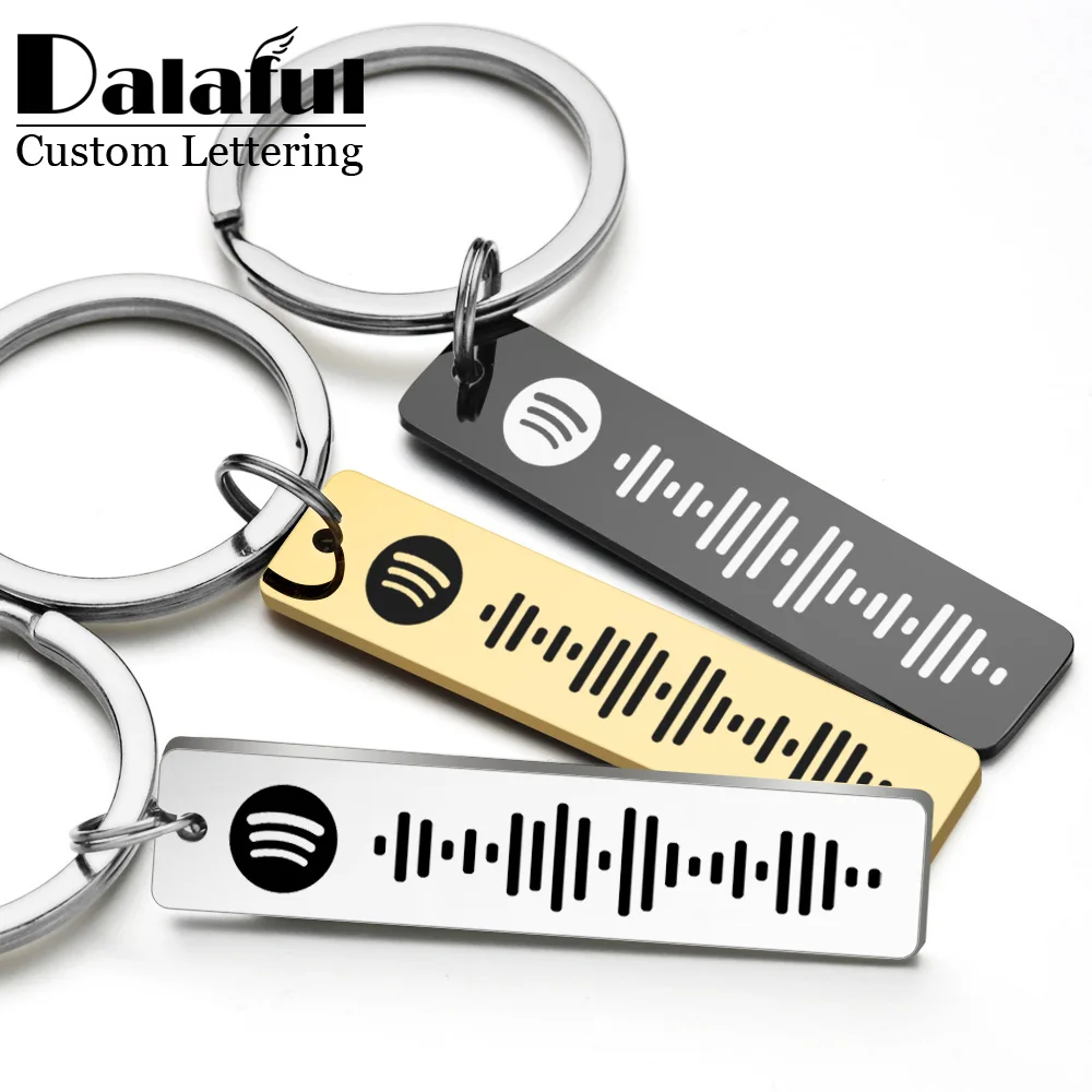 Initial Ring Custom - Portachiavi con codice Spotify personalizzato Nome