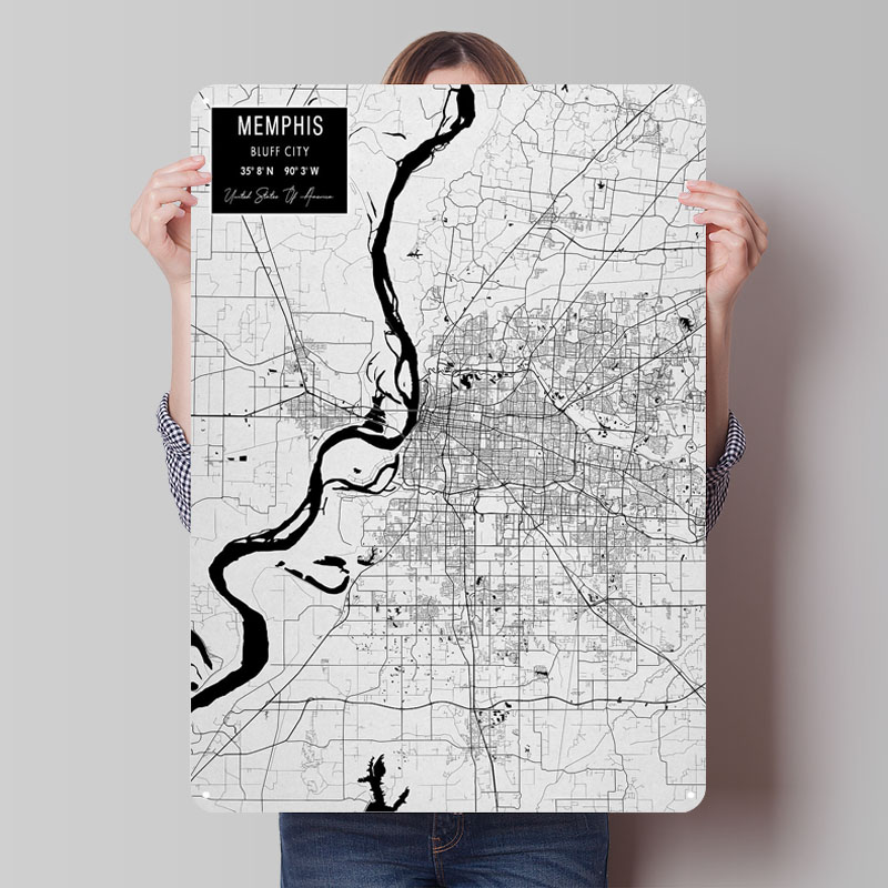Custom Map Poster - Memphis TN USA Targhe in banda