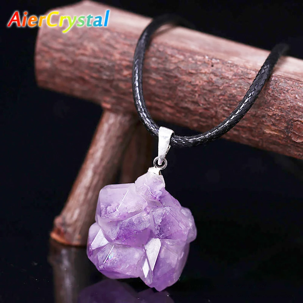 Birth Flower Necklace - Ciondolo in pietra grezza di ametista