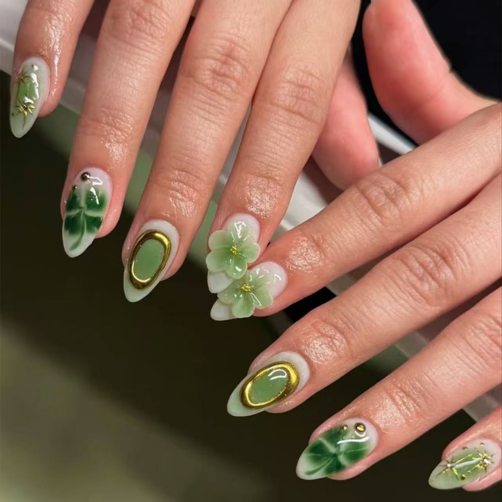 Pressed Flower Art - 24 Pezzi di Unghie Finte di