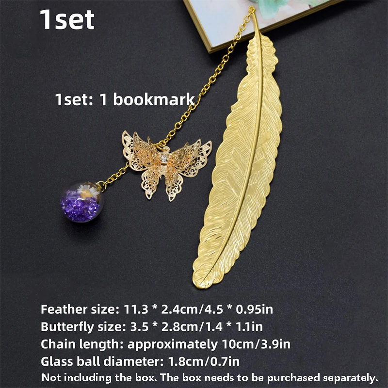 Dried Flower Bookmark - Segnalibro in Metallo Stile Cinese con