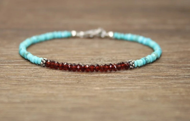 Coordinates Bracelet - Bracciale turchese con granato e bella